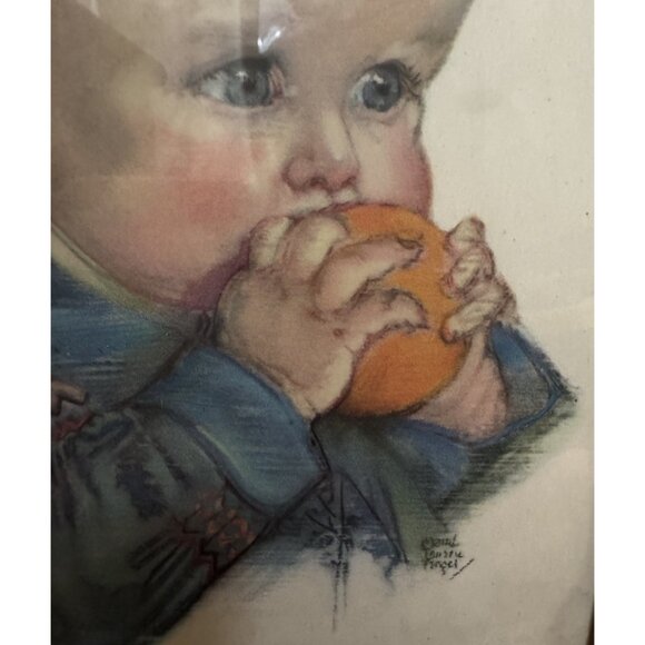 1920s Maud Tousey Wonder & Teething Print - Red Hair Girl W/flowers Boy W/orange - Picture 7 of 8